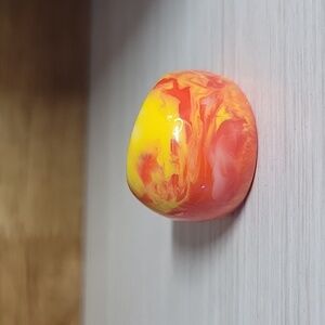 Vibrant Yellow and Red Orange Swirl Dome Ring